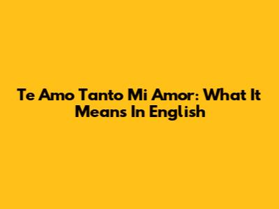Te Amo Tanto Mi Amor: What It Means In English